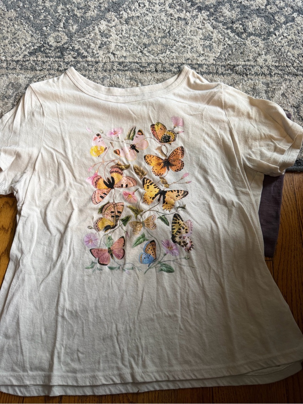 Old Navy Cream Short Sleeve Butterfly Print Tee